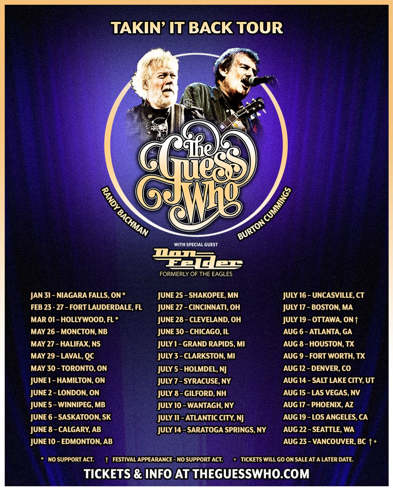 The Guess Who Takin' It Back Tour Poster 2026